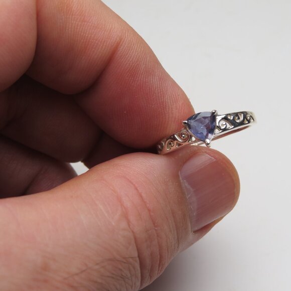*925 Sterling Silver Genuine Tanzanite Ring - Picture 2 of 5